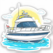 Luxe jacht varen onder zonnige hemel sticker (Voorkant)