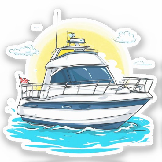 Luxe jacht varen onder zonnige hemel sticker (Voorkant)