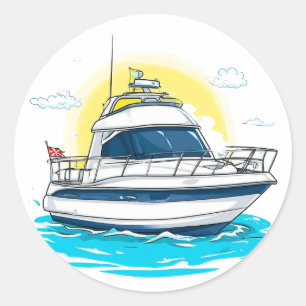 Luxe jacht zeilen onder zonnige luchten ronde sticker