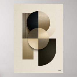 Luxe Japandi geometrische abstracte wandkunst goud Poster