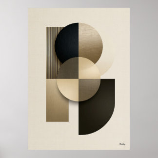 Luxe Japandi geometrische abstracte wandkunst goud Poster