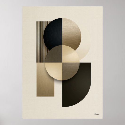 Luxe Japandi geometrische abstracte wandkunst goud Poster (Voorkant)