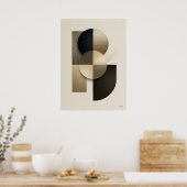 Luxe Japandi geometrische abstracte wandkunst goud Poster (Keuken)