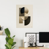 Luxe Japandi geometrische abstracte wandkunst goud Poster (Thuiskantoor)