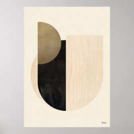Luxe Japandi Organische Geometrische Abstracte Wan Poster