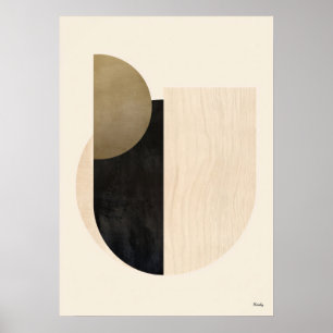 Luxe Japandi Organische Geometrische Abstracte Wan Poster