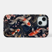 Luxe Japanse Koi Vis Foongekoffer voor iPhone 15 Case (Achterkant horizontaal)