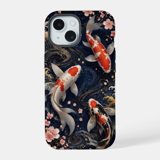 Luxe Japanse Koi Vis Foongekoffer voor iPhone 15 Case (Achterkant)