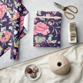 Luxe Japanse roze pony en vogelantiek Cadeaupapier