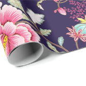 Luxe Japanse roze pony en vogelantiek Cadeaupapier (Rol Hoek)