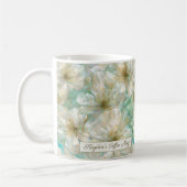 Luxe jasmijn gouden salie groene bloemenscript koffiemok (Links)