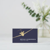 Luxe Jet Visitekaartje – Navy & Gold (Staand voorkant)
