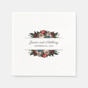 Luxe Jewel Tone Floral Bruiloft of Verloving Servet