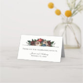 Luxe Jewel Tone Floral Bruiloft Plaatskaartje (Achterkant)