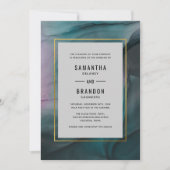 Luxe Jewel Tone Ink Wash Wedding Invitation Kaart (Voorkant)