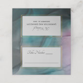 Luxe Jewel Tone Marble Ink Wash Wedding Plaatskaartje (Buitenkant ongevouwen)