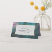 Luxe Jewel Tone Marble Ink Wash Wedding Plaatskaartje (Achterkant)