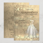  luxe jurk goud tiara Quinceañera Invit Kaart (Voorkant / Achterkant)