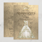  luxe jurk goudtiara Quinceañera Kaart (Voorkant / Achterkant)