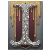 Luxe juweel letter I monogram met glitter Klembord (Achterkant)