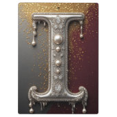 Luxe juweel letter I monogram met glitter Klembord (Achterkant)