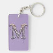Luxe juweel letter M monogram met parels Sleutelhanger (achterkant)