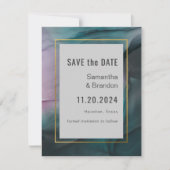 Luxe juweeltonen inkwash trouwkaart 'Save the Date Save The Date (Voorkant)