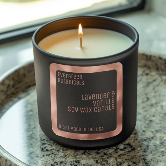 Luxe kaarsenlabel zwart roos gouden vierkant vierkante sticker