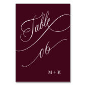 Luxe kalligrafie Bourgondië bruiloft nummer 6, Kaart (Achterkant)