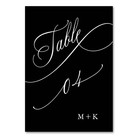 Luxe kalligrafie bruiloft nummer 4, zwart kaart (Achterkant)