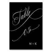 Luxe kalligrafie bruiloft nummer 5, zwart kaart (Achterkant)