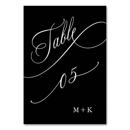 Luxe kalligrafie bruiloft nummer 5, zwart kaart (Achterkant)