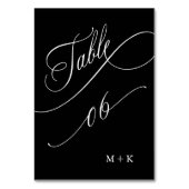 Luxe kalligrafie bruiloft nummer 6, zwart kaart (Voorkant)