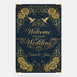 Luxe kalligrafie gouden marine welkom bruiloft acryl bord
