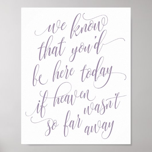 Luxe kalligrafie-herdenkingbord (Lavendel) Poster (Voorkant)