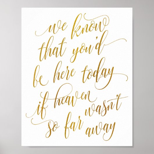 Luxe kalligrafie in Memory Sign (Faux-Folie) Poster (Voorkant)