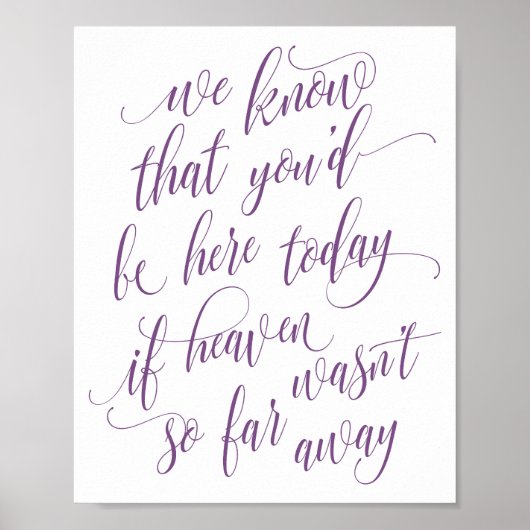 Luxe kalligrafie in Memory Sign (Plum) Poster (Voorkant)