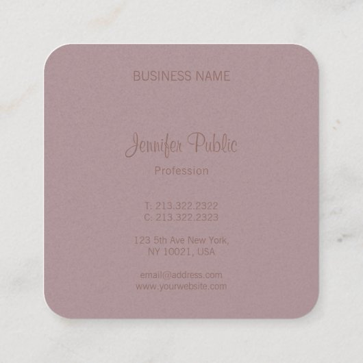 Luxe kalligrafie Script naam Modern Sjabloon Vierkante Visitekaartje (Achterkant)