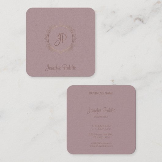 Luxe kalligrafie Script naam Modern Sjabloon Vierkante Visitekaartje (Voorkant / Achterkant)