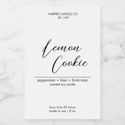 Luxe kalligrafie stijl aangepaste matte kaars labe voedselcontainer etiket (Enkel label)