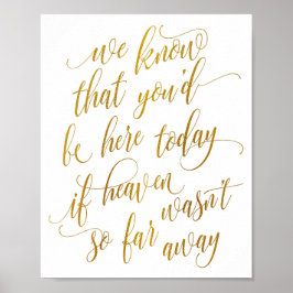 Luxe kalligrafie ter nagedachtenis bord (vals foli poster