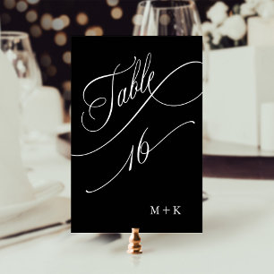 Luxe kalligrafie Trouwkaart Nummer 16, Zwart Kaart