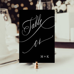 Luxe kalligrafie trouwkaart nummer 1, Zwart Kaart