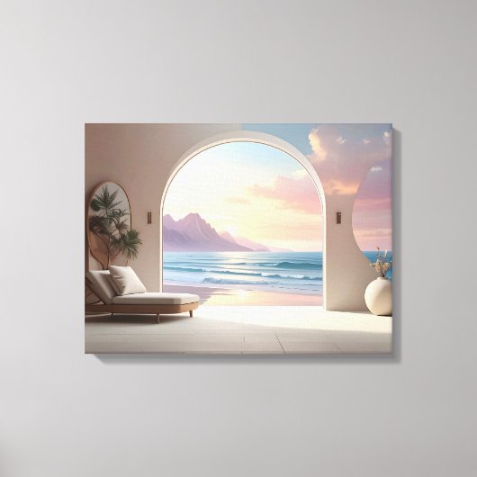 Luxe kamer met zeezicht canvas afdruk (Voorkant)