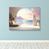 Luxe kamer met zeezicht canvas afdruk (Insitu (Houten vloer))