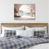 Luxe kamer met zeezicht canvas afdruk (Insitu (Slaapkamer))