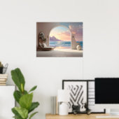 Luxe kamer met zeezicht poster (Thuiskantoor)