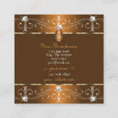 Luxe kaneel bruin Sinaasappel Ornamenten Monogram Vierkante Visitekaartje (Achterkant)