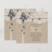 Luxe Kant Floral Burlap Bruiloft Uitnodiging (Voorkant / Achterkant)