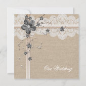 Luxe Kant Floral Burlap Bruiloft Uitnodiging (Achterkant)